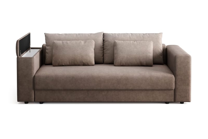 Bergen Extra djup Framåtbäddad 3-sits Bäddsoffa med Bäddmadrass i Memoryskum och Tvättbar klädsel - Brun Tyg - Möbler - Soffa - Bäddsoffa - 3 sits bäddsoffa