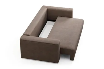 Bergen Extra djup Framåtbäddad 3-sits Bäddsoffa med Bäddmadrass i Memoryskum och Tvättbar klädsel - Brun Tyg - Möbler - Soffa - Bäddsoffa - 3 sits bäddsoffa
