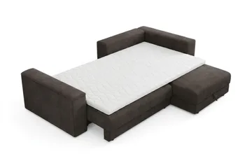 Bergen Extra djup Framåtbäddad 3-sits Bäddsoffa med Divan och Bäddmadrass i Polyesterskum och Tvättbar klädsel - Brun Manchester - Möbler - Soffa - Bäddsoffa - Bäddsoffa divan