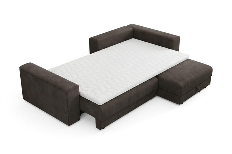Bergen Extra djup Framåtbäddad 3-sits Bäddsoffa med Divan och Bäddmadrass i Polyesterskum och Tvättbar klädsel - Brun Manchester - Möbler - Soffa - Bäddsoffa - Bäddsoffa divan