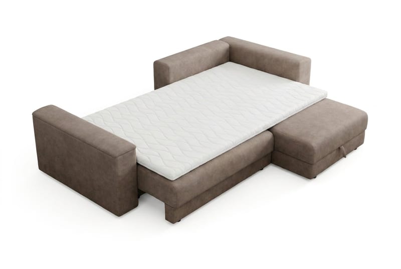Bergen Extra djup Framåtbäddad 3-sits Bäddsoffa med Divan och Bäddmadrass i Polyesterskum Vändbar Sommar- & Vintersida och Tvättbar klädsel - Beige Tyg - Möbler - Soffa - Bäddsoffa - Bäddsoffa divan