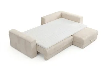 Bergen Extra djup Framåtbäddad 3-sits Bäddsoffa med Divan och Bäddmadrass i Polyesterskum och Tvättbar klädsel - Beige Manchester - Möbler - Soffa - Bäddsoffa - Bäddsoffa divan