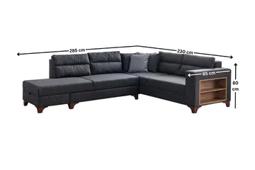 Bervik Hörnsoffa 230x90x150 cm - Antracit - Möbler - Soffa - Bäddsoffa - Bäddsoffa längsbäddad