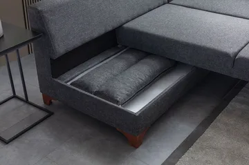 Bervik Hörnsoffa 230x90x150 cm - Antracit - Möbler - Soffa - Bäddsoffa - Bäddsoffa längsbäddad