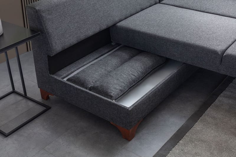 Bervik Hörnsoffa 230x90x150 cm - Antracit - Möbler - Soffa - Bäddsoffa - Bäddsoffa längsbäddad