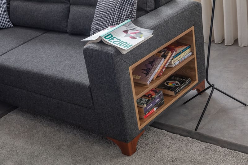 Bervik Hörnsoffa 230x90x150 cm - Antracit - Möbler - Soffa - Bäddsoffa - Bäddsoffa längsbäddad