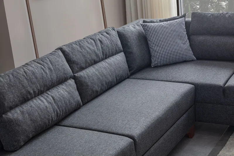 Bervik Hörnsoffa 230x90x150 cm - Antracit - Möbler - Soffa - Bäddsoffa - Bäddsoffa längsbäddad
