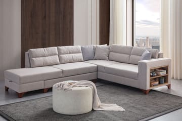 Bervik Hörnsoffa 230x90x150 cm - Kräm - Möbler - Soffa - Bäddsoffa - Hörnbäddsoffa