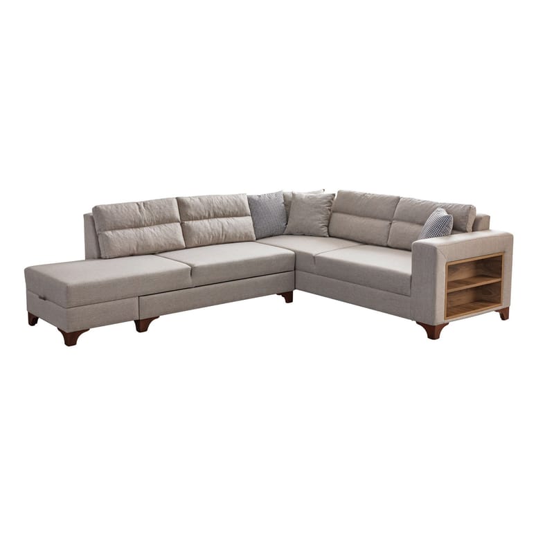 Bervik Hörnsoffa 230x90x150 cm - Kräm - Möbler - Soffa - Bäddsoffa - Hörnbäddsoffa
