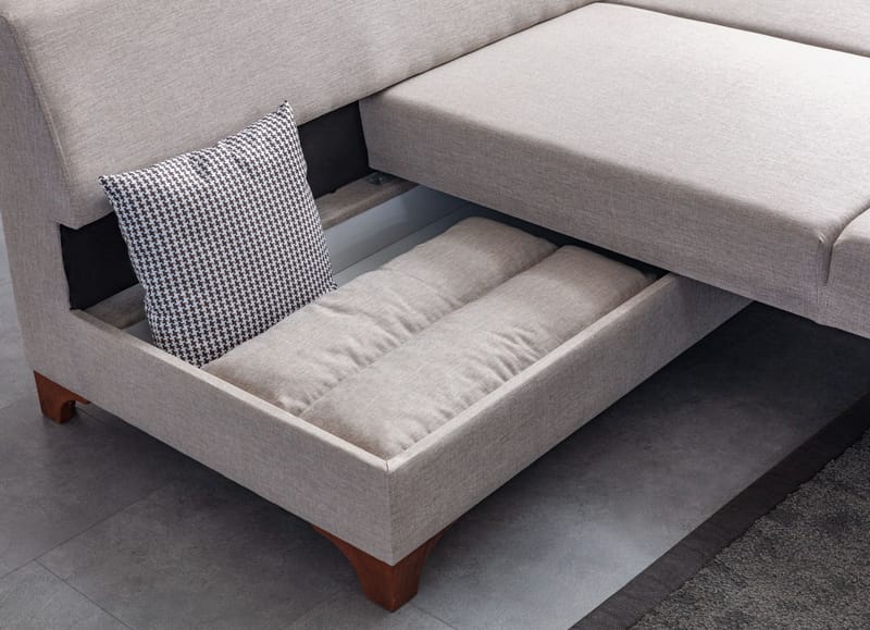 Bervik Hörnsoffa 230x90x150 cm - Kräm - Möbler - Soffa - Bäddsoffa - Hörnbäddsoffa