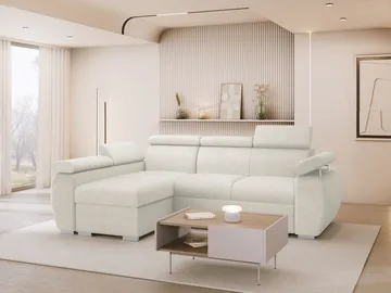 Binche 3-sits Bäddsoffa divan vänster med förvaring - beige - Möbler - Soffa - Bäddsoffa - Hörnbäddsoffa