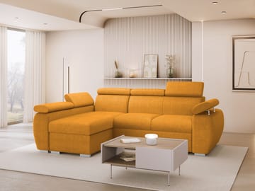 Binche 3-sits Bäddsoffa divan vänster med förvaring - gul - Möbler - Soffa - Bäddsoffa - Hörnbäddsoffa
