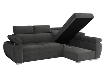 Binche 3-sits Bäddsoffa divan vänster med förvaring - Mörkgrå - Möbler - Soffa - Bäddsoffa - Bäddsoffa längsbäddad