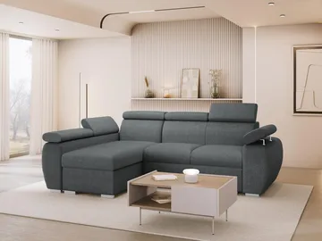 Binche 3-sits Bäddsoffa divan vänster med förvaring - Mörkgrå - Möbler - Soffa - Bäddsoffa - Bäddsoffa längsbäddad
