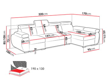 Binche 4-sits Bäddsoffa divan höger med förvaring - Beige - Möbler - Soffa - Bäddsoffa - Hörnbäddsoffa