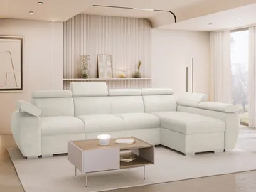 Binche 4-sits Bäddsoffa divan höger med förvaring - Beige - Möbler - Soffa - Bäddsoffa - Hörnbäddsoffa