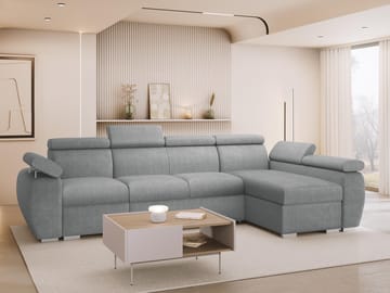 Binche 4-sits Bäddsoffa divan höger med förvaring - grå - Möbler - Soffa - Bäddsoffa - Bäddsoffa divan