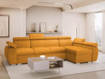 Binche 4-sits Bäddsoffa divan höger med förvaring - Gul - Möbler - Soffa - Bäddsoffa - Hörnbäddsoffa