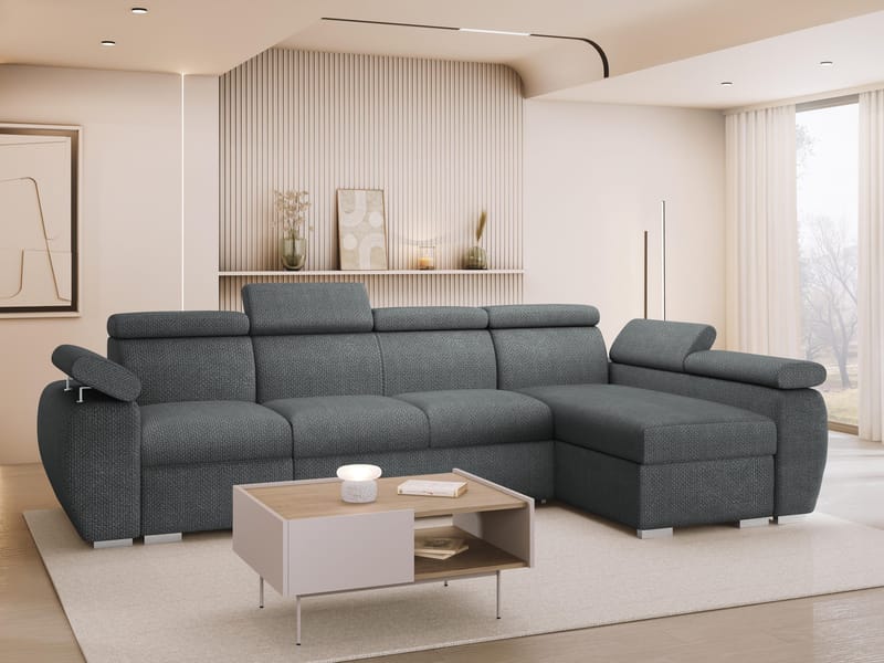 Binche 4-sits Bäddsoffa divan höger med förvaring - Mörkgrå - Möbler - Soffa - Bäddsoffa - Bäddsoffa divan