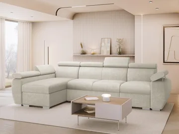 Binche 4-sits Bäddsoffa divan vänster med förvaring - beige - Möbler - Soffa - Bäddsoffa - Bäddsoffa divan