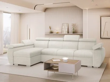 Binche 4-sits Bäddsoffa divan vänster med förvaring - beige - Möbler - Soffa - Bäddsoffa - Hörnbäddsoffa