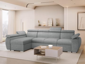 Binche 4-sits Bäddsoffa divan vänster med förvaring - grå - Möbler - Soffa - Bäddsoffa - Hörnbäddsoffa