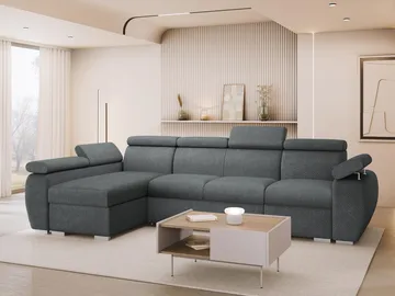 Binche 4-sits Bäddsoffa divan vänster med förvaring - mörkgrå - Möbler - Soffa - Bäddsoffa - Hörnbäddsoffa