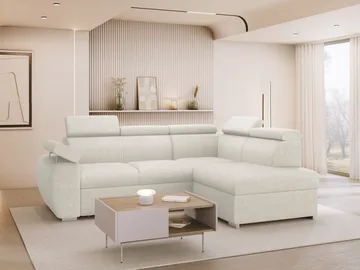 Binche 4-sits Bäddsoffa schäslong höger med förvaring - beige - Möbler - Soffa - Bäddsoffa - Hörnbäddsoffa