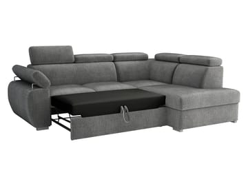 Binche 4-sits Bäddsoffa schäslong höger med förvaring - beige - Möbler - Soffa - Bäddsoffa - Hörnbäddsoffa
