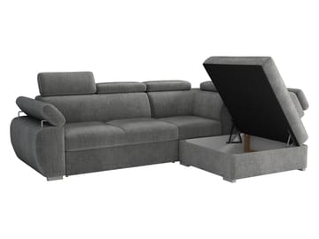 Binche 4-sits Bäddsoffa schäslong höger med förvaring - beige - Möbler - Soffa - Bäddsoffa - Hörnbäddsoffa