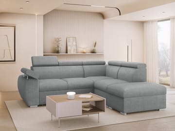 Binche 4-sits Bäddsoffa schäslong höger med förvaring - Ljusgrå - Möbler - Soffa - Bäddsoffa - Hörnbäddsoffa