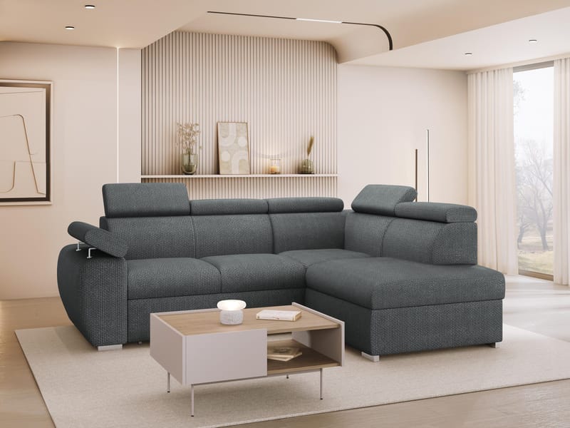 Binche 4-sits Bäddsoffa schäslong höger med förvaring - mörkgrå - Möbler - Soffa - Bäddsoffa - Hörnbäddsoffa