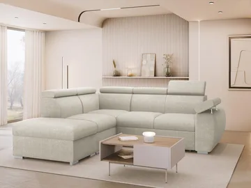 Binche 4-sits Bäddsoffa schäslong vänster med förvaring - Beige - Möbler - Soffa - Bäddsoffa - Hörnbäddsoffa