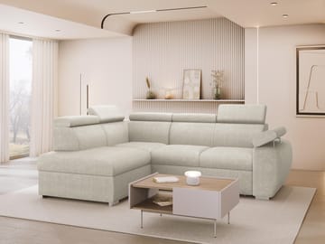 Binche 4-sits Bäddsoffa schäslong vänster med förvaring - beige - Möbler - Soffa - Bäddsoffa - Hörnbäddsoffa