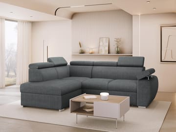 Binche 4-sits Bäddsoffa schäslong vänster med förvaring - Mörkgrå - Möbler - Soffa - Bäddsoffa - Hörnbäddsoffa