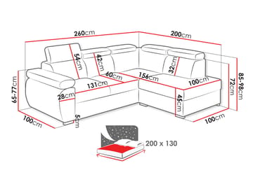 Binche 4-sits Bäddsoffa schäslong vänster med förvaring - Mörkgrå - Möbler - Soffa - Bäddsoffa - Hörnbäddsoffa
