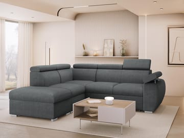 Binche 4-sits Bäddsoffa schäslong vänster med förvaring - mörkgrå - Möbler - Soffa - Bäddsoffa - Hörnbäddsoffa
