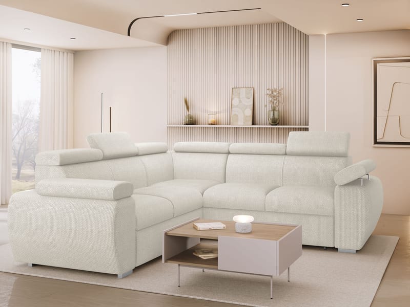 Binche 5-sits Bäddsoffa hörn med förvaring - Beige - Möbler - Soffa - Bäddsoffa - Hörnbäddsoffa