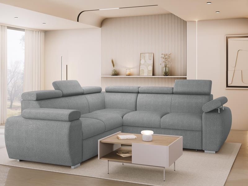 Binche 5-sits Bäddsoffa hörn med förvaring - Grå - Möbler - Soffa - Bäddsoffa - Hörnbäddsoffa