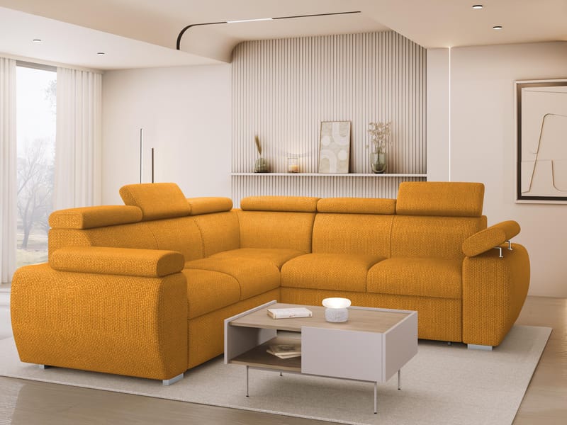 Binche 5-sits Bäddsoffa hörn med förvaring - Gul - Möbler - Soffa - Bäddsoffa - Hörnbäddsoffa