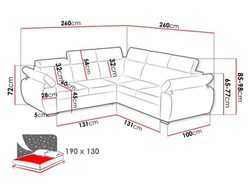 Binche 5-sits Bäddsoffa hörn med förvaring - Mörkgrå - Möbler - Soffa - Bäddsoffa - Hörnbäddsoffa
