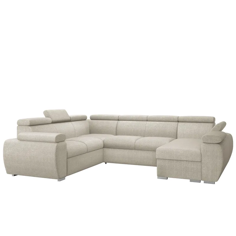 Binche 6-sits Bäddsoffa hörn med divan höger och förvaring, beige