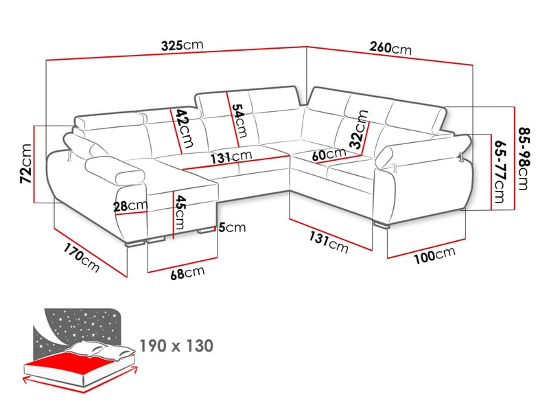 Binche 6-sits Bäddsoffa hörn med divan höger och förvaring - Flow 17 - Möbler - Soffa - Bäddsoffa - Hörnbäddsoffa