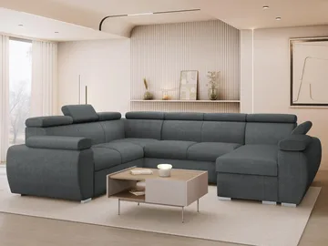 Binche 6-sits Bäddsoffa hörn med divan höger och förvaring - Mörkgrå - Möbler - Soffa - Bäddsoffa - Hörnbäddsoffa