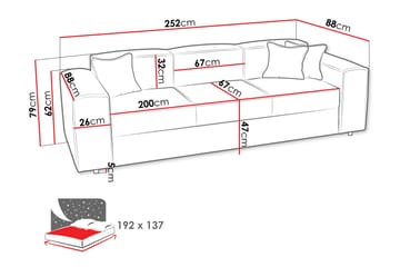 Bizantine Bäddsoffa 3-sits - Rosa - Möbler - Soffa - Bäddsoffa - 3 sits bäddsoffa