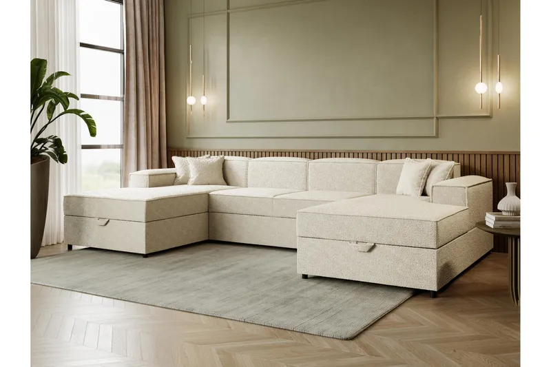 Bizantine Bäddsoffa Dubbeldivan 4-sits - Beige - Möbler - Soffa - Bäddsoffa - U bäddsoffa