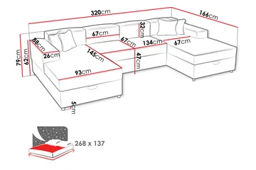 Bizantine Bäddsoffa Dubbeldivan 4-sits - Rosa - Möbler - Soffa - Bäddsoffa - U bäddsoffa