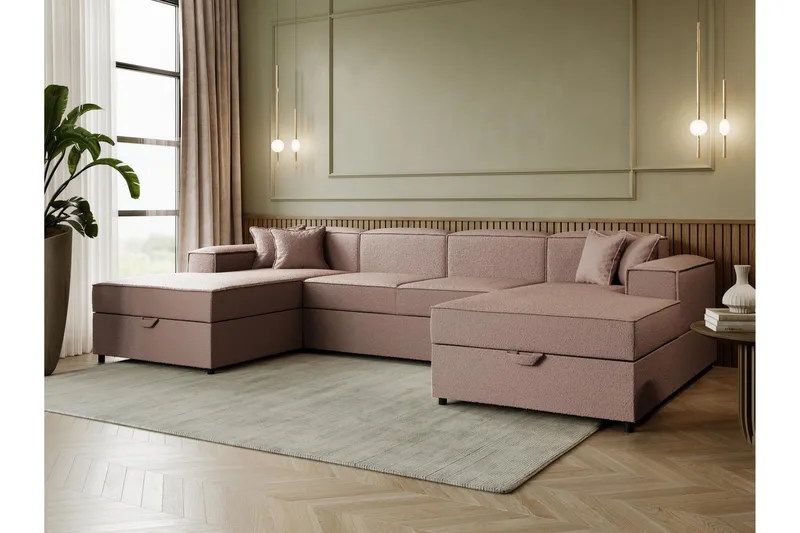 Bizantine Bäddsoffa Dubbeldivan 4-sits - Rosa - Möbler - Soffa - Bäddsoffa - U bäddsoffa