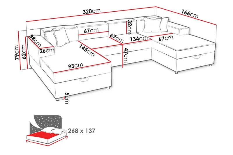Bizantine Bäddsoffa Dubbeldivan 4-sits - Vit - Möbler - Soffa - Bäddsoffa - U bäddsoffa