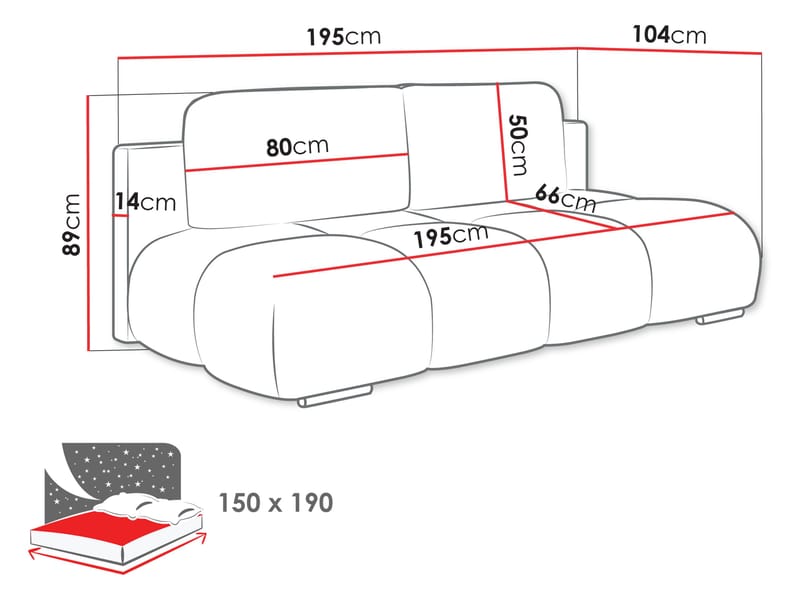 Bjorn 3-sits Bäddsoffa med förvaring - brun - Möbler - Soffa - Bäddsoffa - 2 sits bäddsoffa